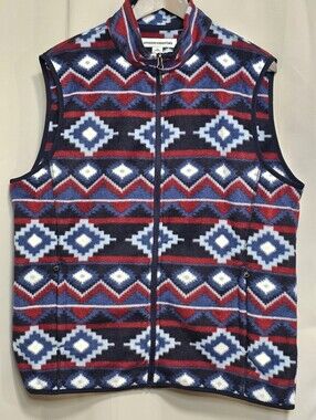 Amazon Essentials Large Unisex Aztec Retro Style Fleece Vest Jacket Side Pockets